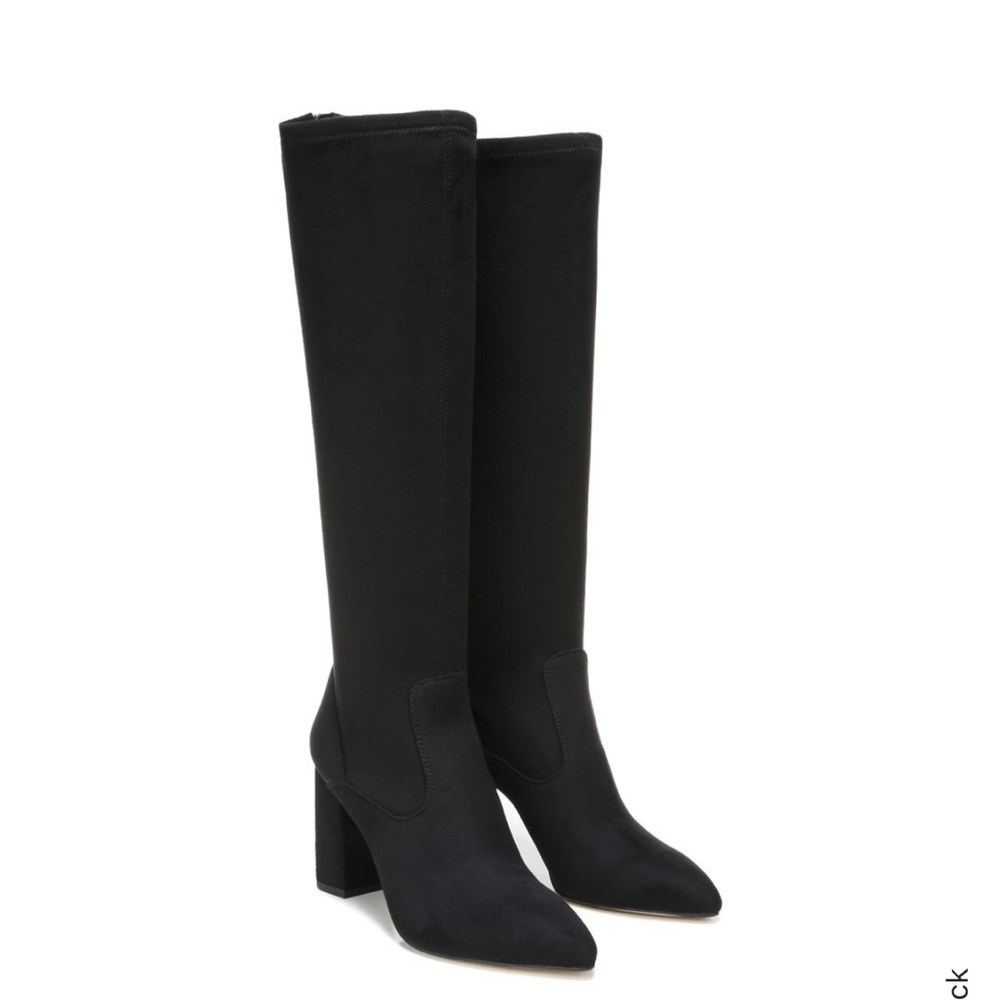 Franco Sarto Katherine - Women's Black Fabric Knee High Boots 7.5 Wide Calf